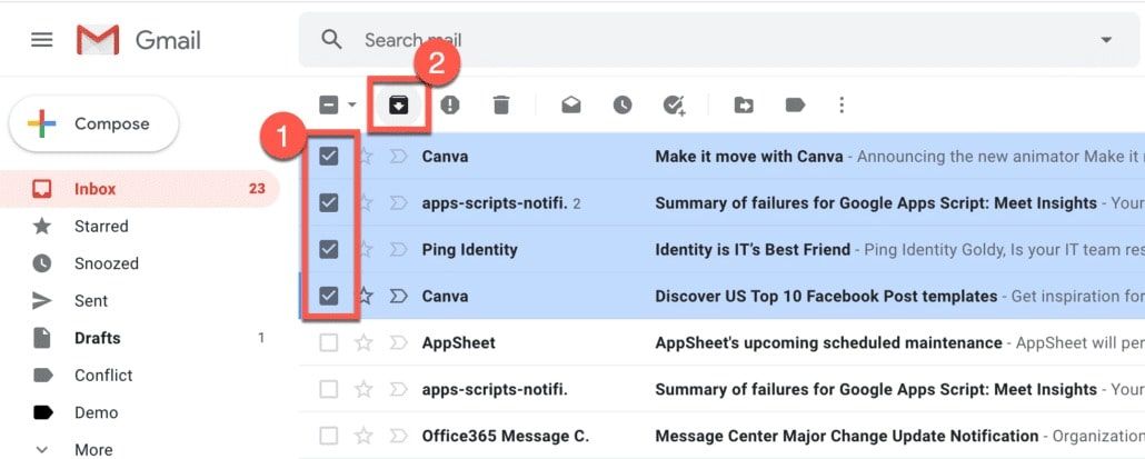 how to bulk archive gmail