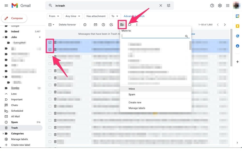 how to bulk delete archived emails in gmail