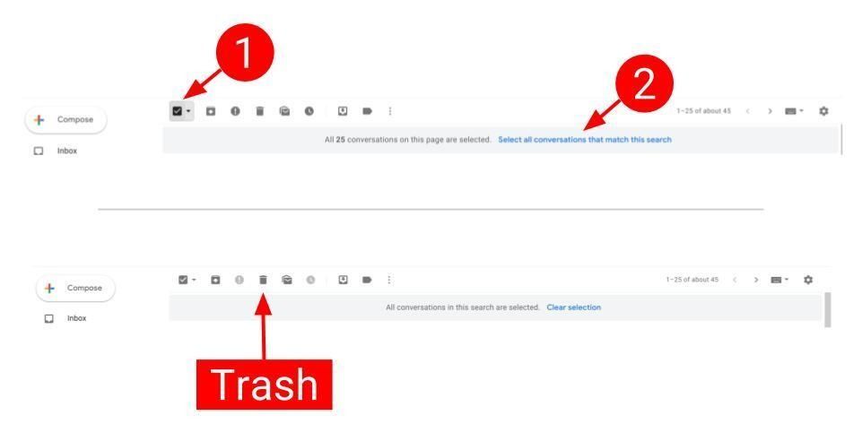 how to delete all gmail messages