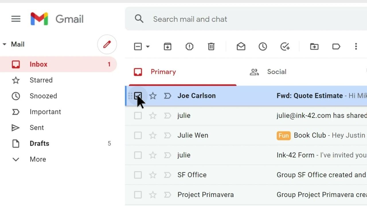 how to quickly clean out gmail