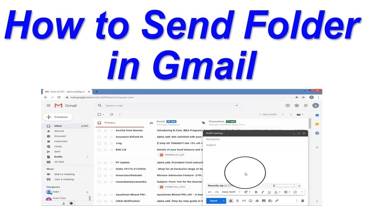 how to send emails to folder in gmail