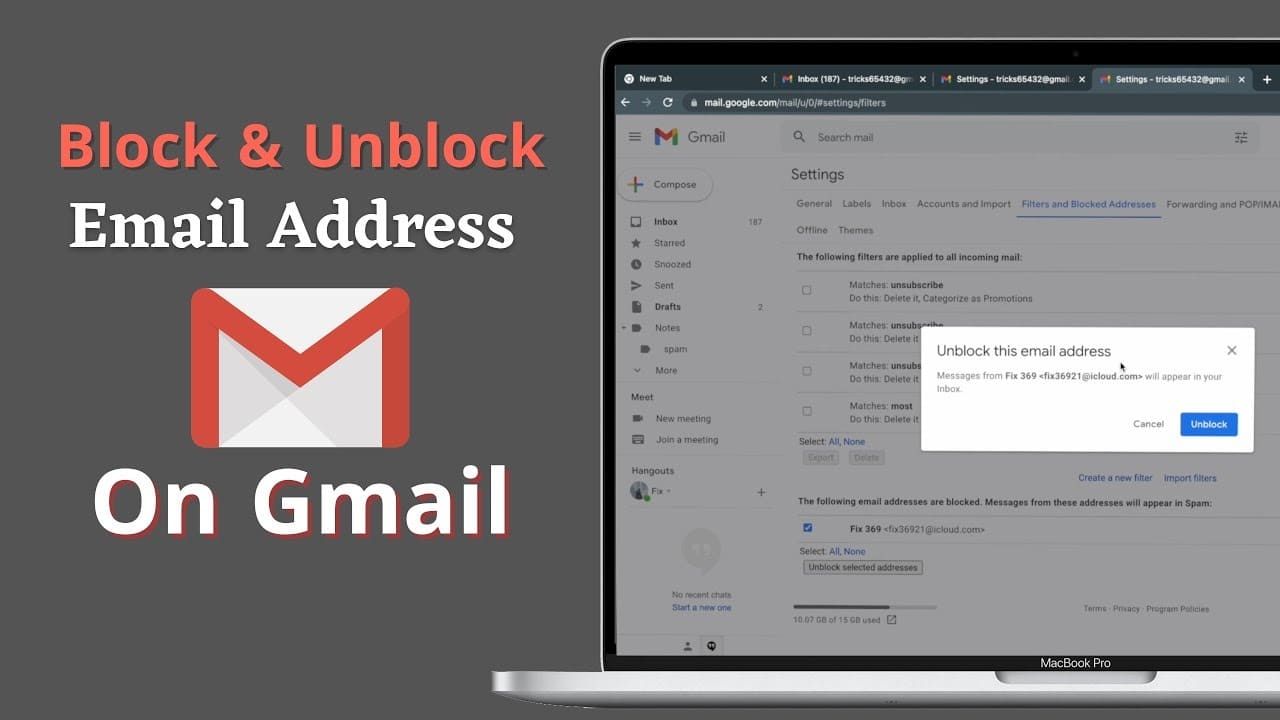 how to unblock a sender in gmail